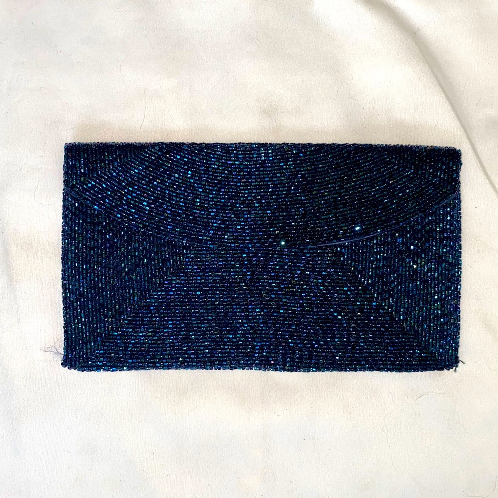 Vintage Hand Beaded Navy Richerse Bag by Walborg Japan Clutch